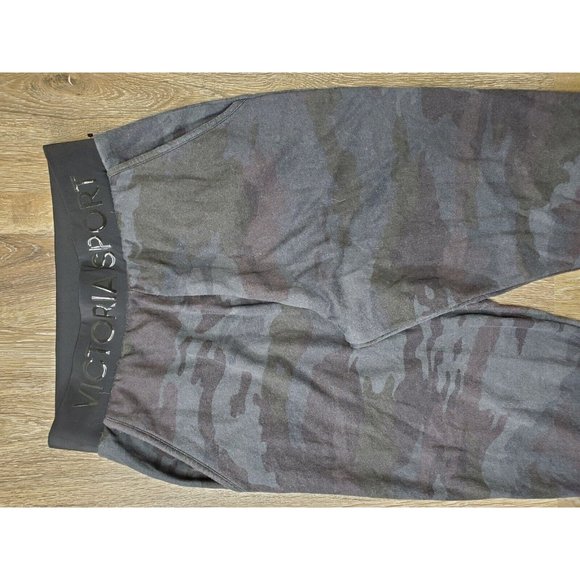 Victoria Sport Women's S Gray Camo Jogger Sweat Pants Elastic Waist Slit Pocket - Picture 2 of 12